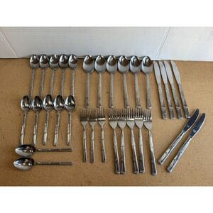 Escapade NATIONAL STAINLESS Flatware 32 pcs Mixed Lot Bamboo Design